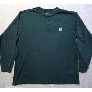Carhartt Henley 3-Button Pocket Long Sleeve Cotton XL Original Fit Forest Green